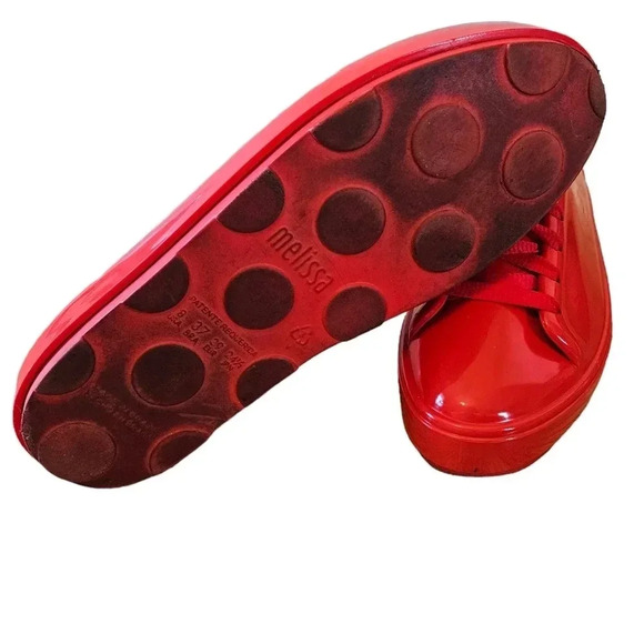 Melissa Women's Jelly PVC Lace  up Low Top Red Sneakers Shoes Size 8. - Picture 15 of 16